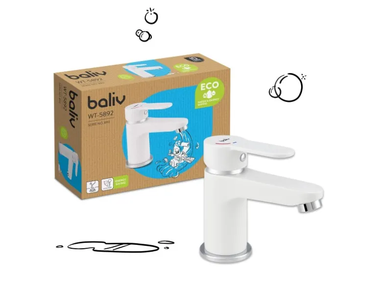 baliv Waschtischarmatur WT-5892 Einhebel Weiß Matt