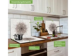 Banjado Herdabdeckplatte Glas 1 Teilig 60x52CM Schneidebrett Herdabdeckung Mit Motiv Mehendi