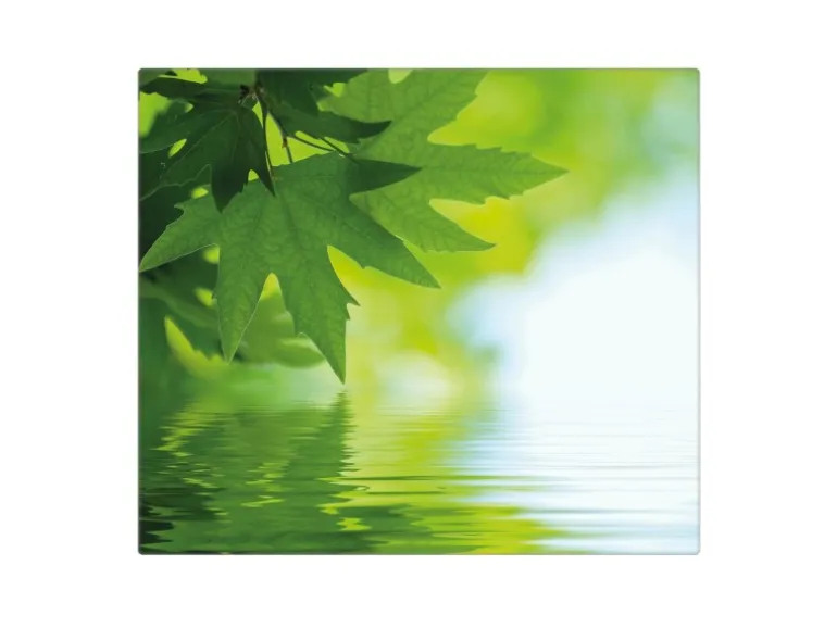 Banjado Herdabdeckplatte Glas 1 Teilig 60x52CM Schneidebrett Herdabdeckung Mit Motiv Blättertraum