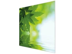 Banjado Herdabdeckplatte Glas 1 Teilig 60x52CM Schneidebrett Herdabdeckung Mit Motiv Blättertraum