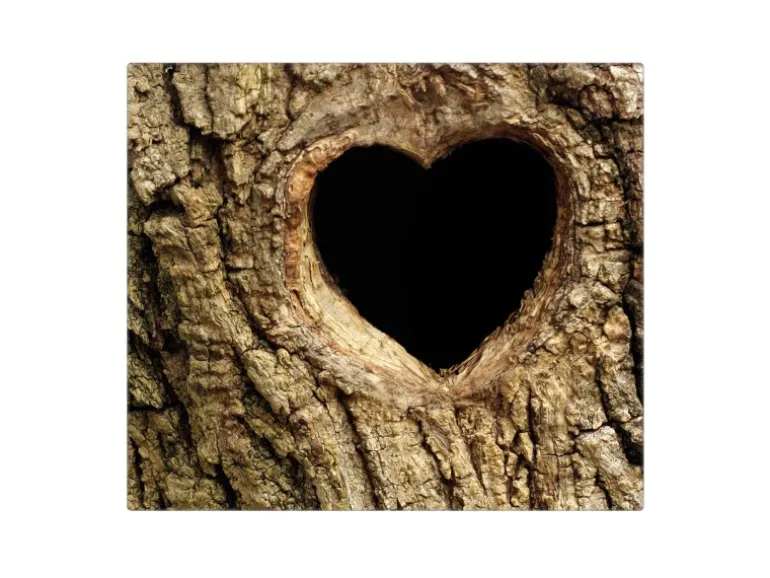 Banjado Herdabdeckplatte Glas 1 Teilig 60x52CM Schneidebrett Herdabdeckung Mit Motiv Baumherz