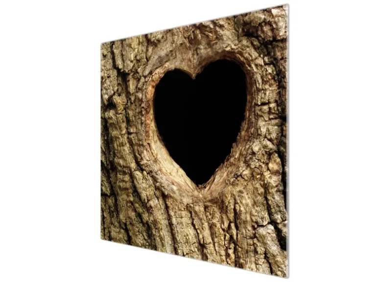 Banjado Herdabdeckplatte Glas 1 Teilig 60x52CM Schneidebrett Herdabdeckung Mit Motiv Baumherz