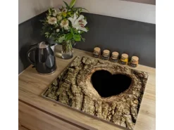 Banjado Herdabdeckplatte Glas 1 Teilig 60x52CM Schneidebrett Herdabdeckung Mit Motiv Baumherz