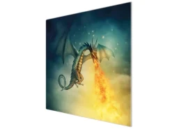 Banjado Herdabdeckplatte Glas 1 Teilig 60x52CM Schneidebrett Herdabdeckung Mit Motiv Drachen