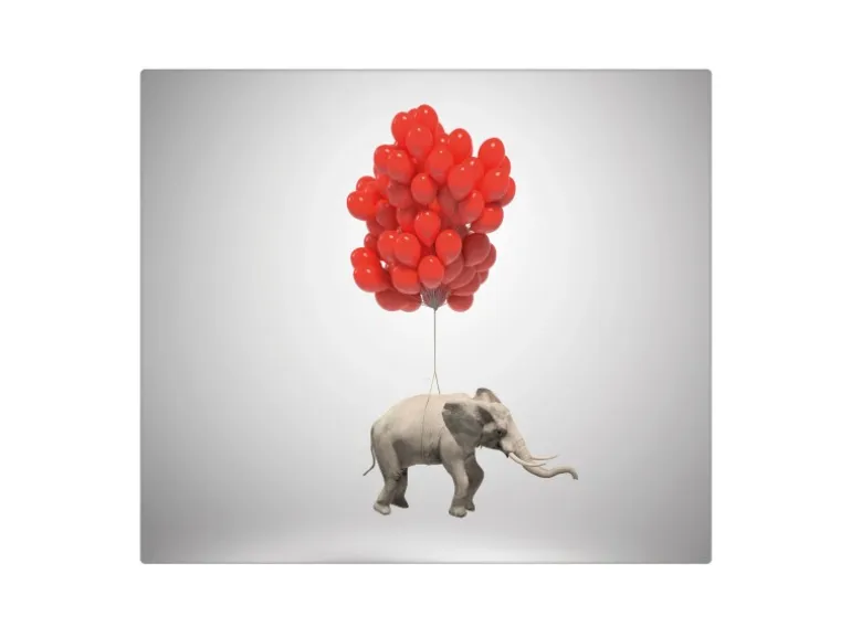 Banjado Herdabdeckplatte Glas 1 Teilig 60x52CM Schneidebrett Herdabdeckung Mit Motiv Fliegender Elefant