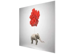 Banjado Herdabdeckplatte Glas 1 Teilig 60x52CM Schneidebrett Herdabdeckung Mit Motiv Fliegender Elefant