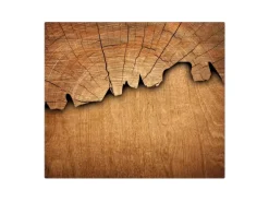 Banjado Herdabdeckplatte Glas 1 Teilig 60x52CM Schneidebrett Herdabdeckung Mit Motiv Holz
