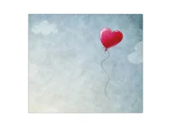 Banjado Herdabdeckplatte Glas 1 Teilig 60x52CM Schneidebrett Herdabdeckung Mit Motiv Herzballon