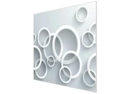 Banjado Herdabdeckplatte Glas 1 Teilig 60x52CM Schneidebrett Herdabdeckung Mit Motiv Weiße Ringe