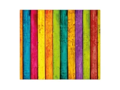 Banjado Herdabdeckplatte Glas 1 Teilig 60x52CM Schneidebrett Herdabdeckung Mit Motiv Bunte Holzlatten
