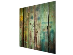 Banjado Herdabdeckplatte Glas 1 Teilig 60x52CM Schneidebrett Herdabdeckung Mit Motiv Grünes Holz