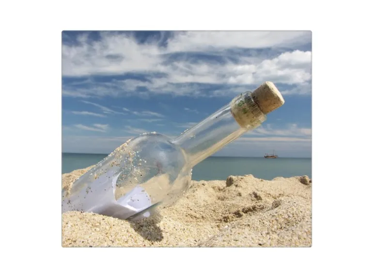 Banjado Herdabdeckplatte Glas 1 Teilig 60x52CM Schneidebrett Herdabdeckung Mit Motiv Flaschenpost