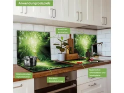 Banjado Herdabdeckplatte Glas 1 Teilig 60x52CM Schneidebrett Herdabdeckung Mit Motiv Dschungel Malaysia