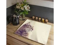 Banjado Herdabdeckplatte Glas 1 Teilig 60x52CM Schneidebrett Herdabdeckung Mit Motiv Holgerson