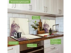 Banjado Herdabdeckplatte Glas 1 Teilig 60x52CM Schneidebrett Herdabdeckung Mit Motiv Holgerson