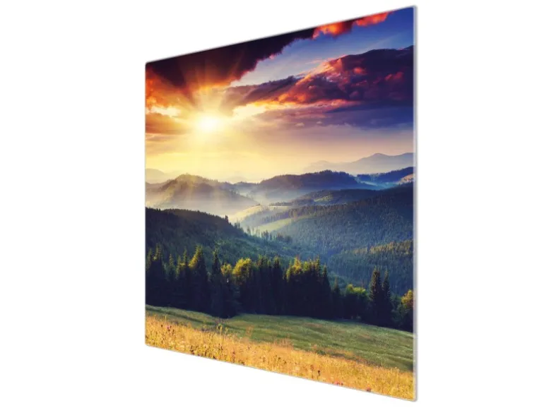 Banjado Herdabdeckplatte Glas 1 Teilig 60x52CM Schneidebrett Herdabdeckung Mit Motiv Karpaten Sonnenuntergang