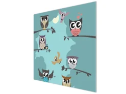 Banjado Herdabdeckplatte Glas 1 Teilig 60x52CM Schneidebrett Herdabdeckung Mit Motiv Acht Eulen