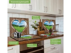 Banjado Herdabdeckplatte Glas 1 Teilig 60x52CM Schneidebrett Herdabdeckung Mit Motiv Ausblick Mit Herz