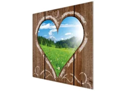 Banjado Herdabdeckplatte Glas 1 Teilig 60x52CM Schneidebrett Herdabdeckung Mit Motiv Ausblick Mit Herz