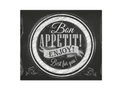 Banjado Herdabdeckplatte Glas 1 Teilig 60x52CM Schneidebrett Herdabdeckung Mit Motiv Bon Appetit