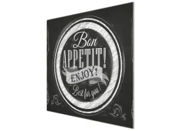 Banjado Herdabdeckplatte Glas 1 Teilig 60x52CM Schneidebrett Herdabdeckung Mit Motiv Bon Appetit