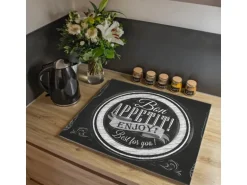 Banjado Herdabdeckplatte Glas 1 Teilig 60x52CM Schneidebrett Herdabdeckung Mit Motiv Bon Appetit