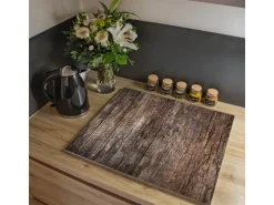 Banjado Herdabdeckplatte Glas 1 Teilig 60x52CM Schneidebrett Herdabdeckung Mit Motiv Altes Holz
