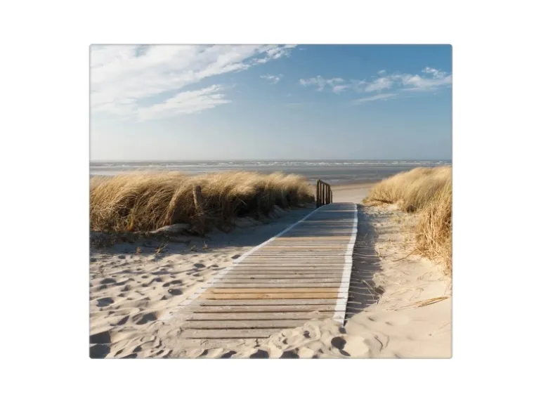 Banjado Herdabdeckplatte Glas 1 Teilig 60x52CM Schneidebrett Herdabdeckung Mit Motiv Dünen