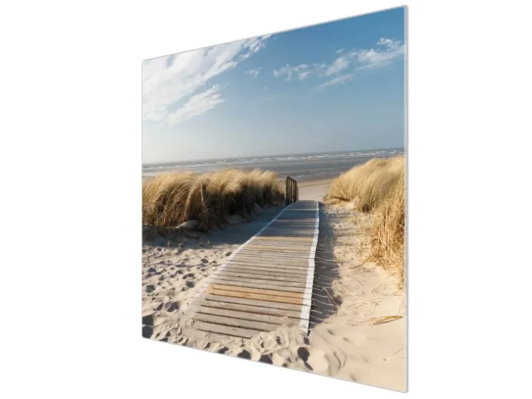 Banjado Herdabdeckplatte Glas 1 Teilig 60x52CM Schneidebrett Herdabdeckung Mit Motiv Dünen