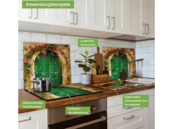 Banjado Herdabdeckplatte Glas 1 Teilig 60x52CM Schneidebrett Herdabdeckung Mit Motiv Ferienhaus