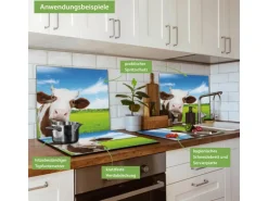 Banjado Herdabdeckplatte Glas 1 Teilig 60x52CM Schneidebrett Herdabdeckung Mit Motiv Pardon