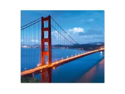 Banjado Herdabdeckplatte Glas 1 Teilig 60x52CM Schneidebrett Herdabdeckung Mit Motiv Golden Gate Bridge