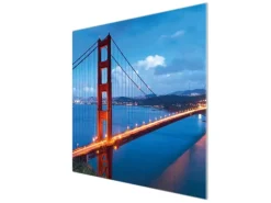 Banjado Herdabdeckplatte Glas 1 Teilig 60x52CM Schneidebrett Herdabdeckung Mit Motiv Golden Gate Bridge