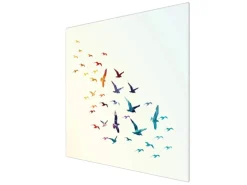 Banjado Herdabdeckplatte Glas 1 Teilig 60x52CM Schneidebrett Herdabdeckung Mit Motiv Fliegende Vögel