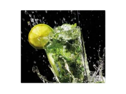 Banjado Herdabdeckplatte Glas 1 Teilig 60x52CM Schneidebrett Herdabdeckung Mit Motiv Brasilianischer Cocktail