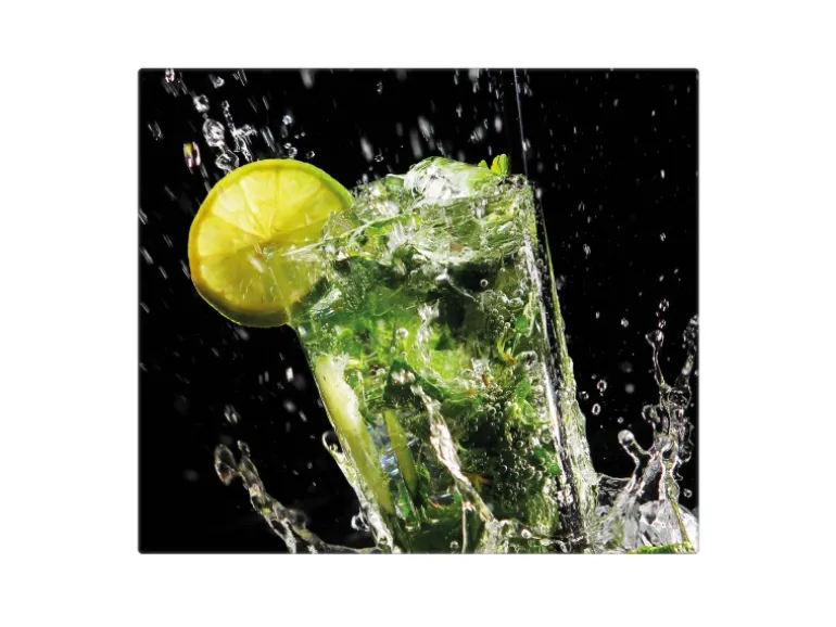 Banjado Herdabdeckplatte Glas 1 Teilig 60x52CM Schneidebrett Herdabdeckung Mit Motiv Brasilianischer Cocktail