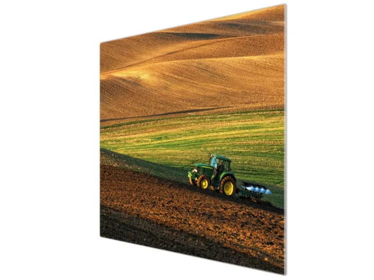 Banjado Herdabdeckplatte Glas 1 Teilig 60x52CM Schneidebrett Herdabdeckung Mit Motiv Pflügen