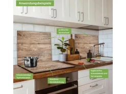 Banjado Herdabdeckplatte Glas 1 Teilig 60x52CM Schneidebrett Herdabdeckung Mit Motiv Maserung