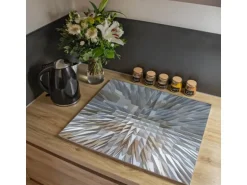 Banjado Herdabdeckplatte Glas 1 Teilig 60x52CM Schneidebrett Herdabdeckung Mit Motiv Dornen Aus Eis