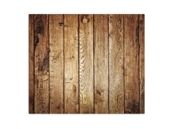 Banjado Herdabdeckplatte Glas 1 Teilig 60x52CM Schneidebrett Herdabdeckung Mit Motiv Geöltes Holz