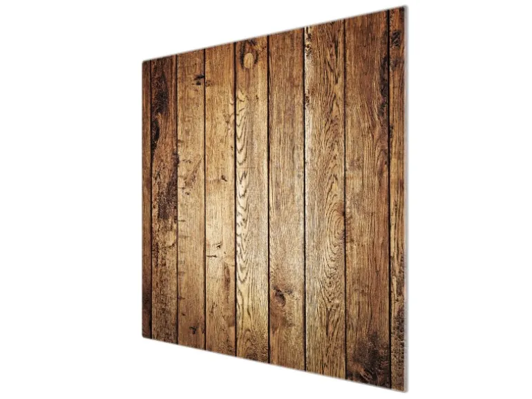 Banjado Herdabdeckplatte Glas 1 Teilig 60x52CM Schneidebrett Herdabdeckung Mit Motiv Geöltes Holz