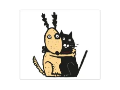 Banjado Herdabdeckplatte Glas 1 Teilig 60x52CM Schneidebrett Herdabdeckung Mit Motiv Beste Freunde Immer