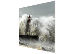 Banjado Herdabdeckplatte Glas 1 Teilig 60x52CM Schneidebrett Herdabdeckung Mit Motiv Fels In Der Brandung