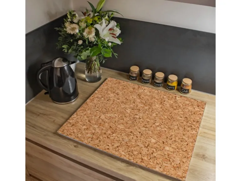 Banjado Herdabdeckplatte Glas 1 Teilig 60x52CM Schneidebrett Herdabdeckung Mit Motiv Kork