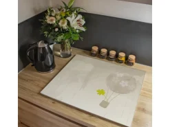 Banjado Herdabdeckplatte Glas 1 Teilig 60x52CM Schneidebrett Herdabdeckung Mit Motiv Flüchtiges Glück