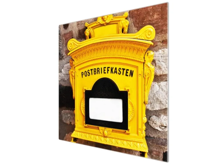 Banjado Herdabdeckplatte Glas 1 Teilig 60x52CM Schneidebrett Herdabdeckung Mit Motiv Historischer Postkasten