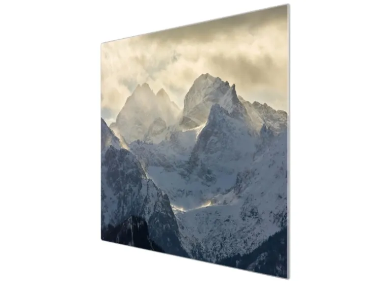 Banjado Herdabdeckplatte Glas 1 Teilig 60x52CM Schneidebrett Herdabdeckung Mit Motiv Alpen Im Sonnenschein