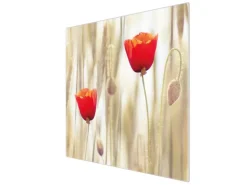 Banjado Herdabdeckplatte Glas 1 Teilig 60x52CM Schneidebrett Herdabdeckung Mit Motiv Klatschmohn
