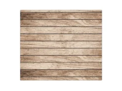 Banjado Herdabdeckplatte Glas 1 Teilig 60x52CM Schneidebrett Herdabdeckung Mit Motiv Blasse Holzlatten