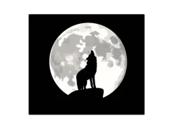 Banjado Herdabdeckplatte Glas 1 Teilig 60x52CM Schneidebrett Herdabdeckung Mit Motiv Heulender Wolf Sw